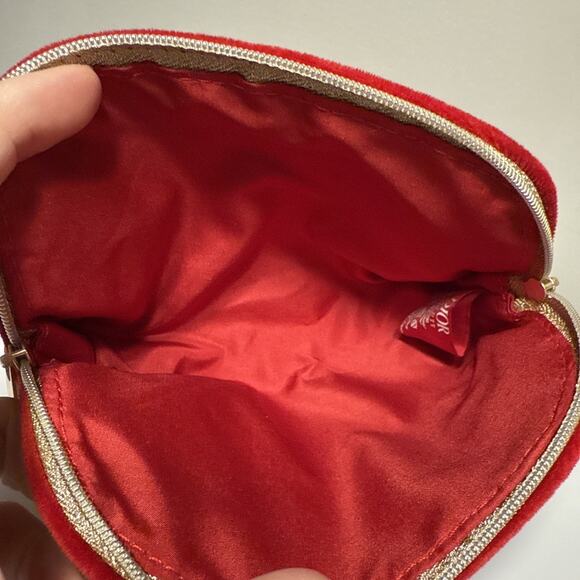 Christian Dior Red Velvet Double Zipper Travel Cosmetic Toiletry Bag 7”x5” - Picture 6 of 6